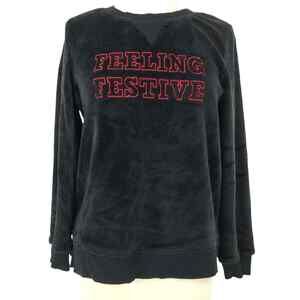 Wondershop Sweatshirt Womens Medium Fleece Black Feeling Festive Casual Lounge